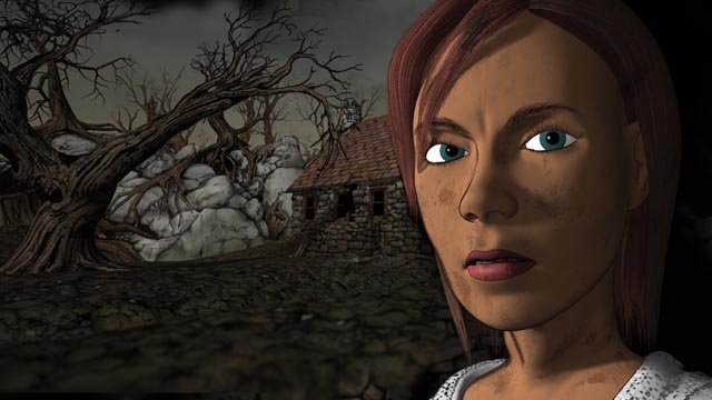 Mysterious young woman in a creepy environment